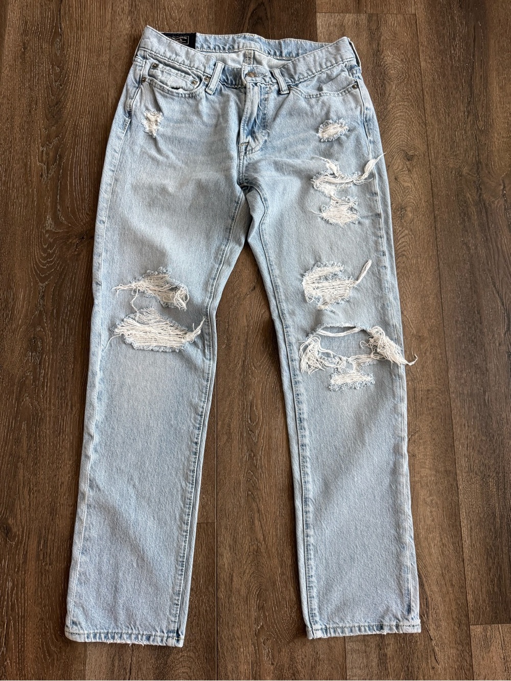 Abercrombie & Fitch Light Blue Distressed Langdon Slim Jeans 28 x 30